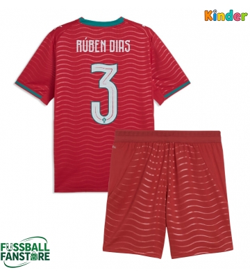 Portugal Ruben Dias #3 Replik Heimtrikot Kinder WM 2026 Kurzarm (+ Kurze Hosen)